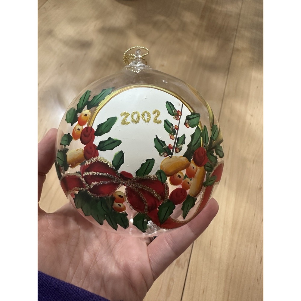 Vintage 2002 Dillard's Trimmings Christmas Ornament Hand Painted Holly